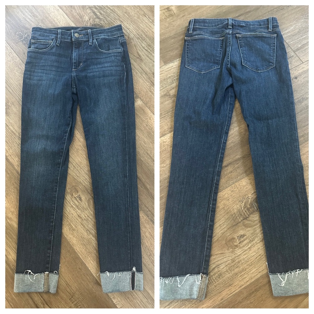Joe’s The Icon Blue Jeans with Rolled Hem, Mid-Rise, Skinny Crop, Size 24